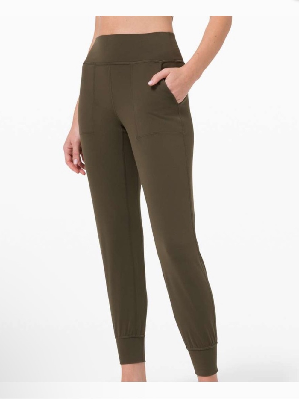 Lululemon Align High Rise Joggers with Pockets in Olive Green Leggings